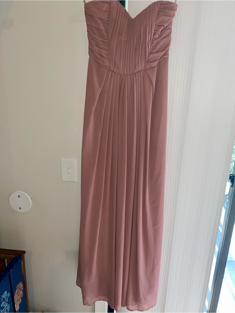 H&M Dusty Rose Strapless Pleated Maxi Dress
